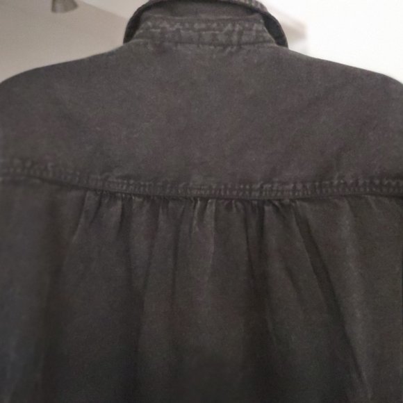 NWT Anthropologie Pilcro Tulle Buttondown Ruffle Lace Tuxedo Yolk BLACK Size XS - Picture 9 of 15